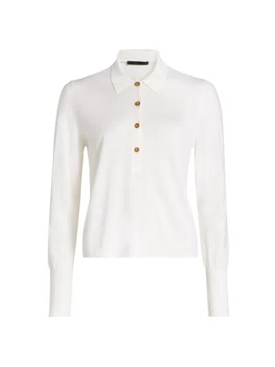 Jenni Kayne Women's Grayson Wool Knit Polo Top In White