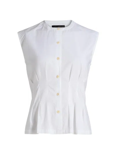 Jenni Kayne Women's Lara Pleated Cotton Poplin Top In White
