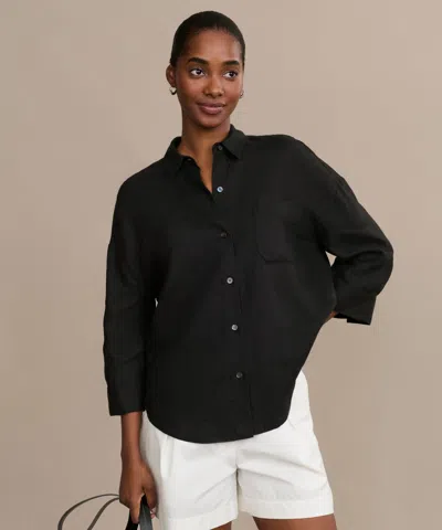 Jenni Kayne Women's Linen Logan Shirt In Black