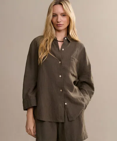 Jenni Kayne Women's Linen Logan Shirt In Green