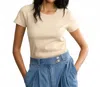 Jenni Kayne Ribbed Crewneck Tee In Neutral