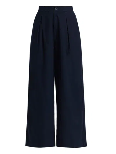 Jenni Kayne Women's Silk Relaxed Cropped Trousers In Navy