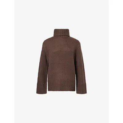 Jenni Kayne Womens Jet Turtleneck Cashmere Knit Jumper Chocolate In Brown
