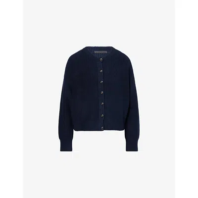 Jenni Kayne Womens Navy Hayes Crew-neck Cotton Cardigan Xs In Blue