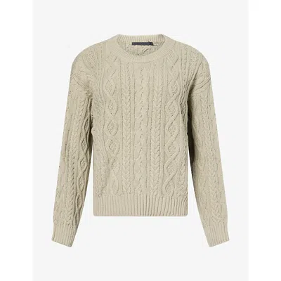 Jenni Kayne Womens Sage Aire Cable-knit Cotton Jumper In Green