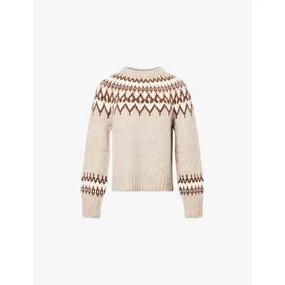 Jenni Kayne Womens Thatcher Crewneck Alpaca-blend Knitted Jumper Taupe In Multi
