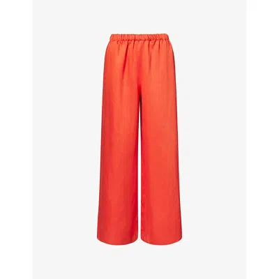 Jenni Kayne Womens Tomato Demi Wide-leg Linen-blend Trousers In Red