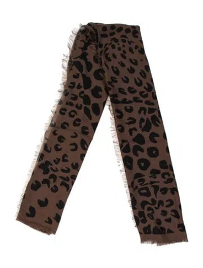 Pre-owned Jenni Kayne Wool Animal Print Scarf In Brown