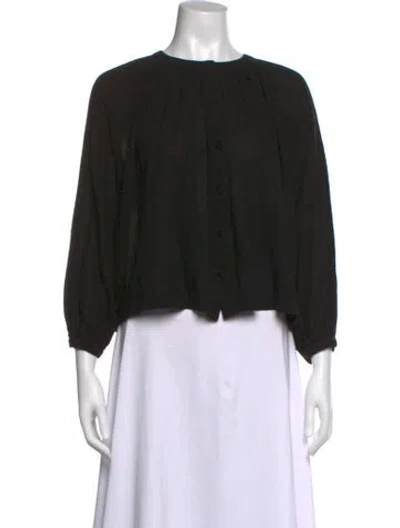 Pre-owned Jenni Kayne Wool Crew Neck Blouse In Black