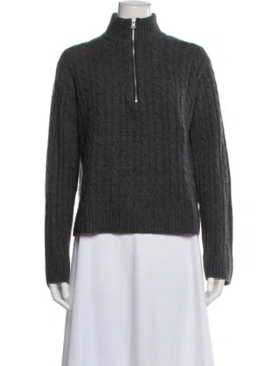 Pre-owned Jenni Kayne Wool Mock Neck Sweater In Gray