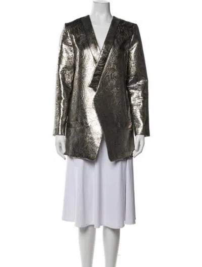 Pre-owned Jenni Kayne Wool Paisley Print Blazer In Gold/metallic/silver