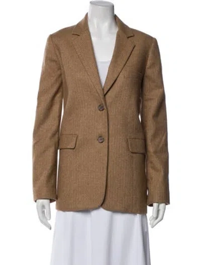 Pre-owned Jenni Kayne Wool Plaid Print Blazer In Brown