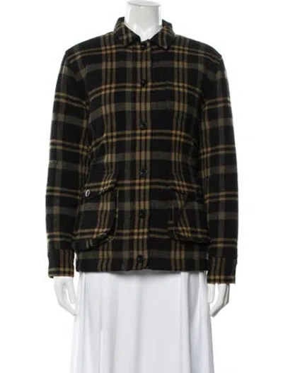 Pre-owned Jenni Kayne Wool Plaid Print Jacket In Black