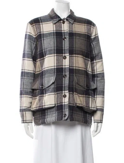 Pre-owned Jenni Kayne Wool Plaid Print Jacket In Neutral