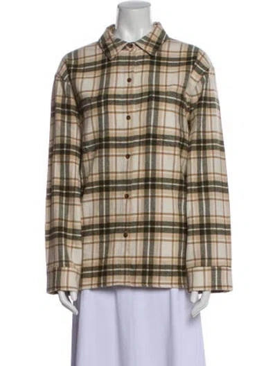 Pre-owned Jenni Kayne Wool Plaid Print Jacket In Neutral