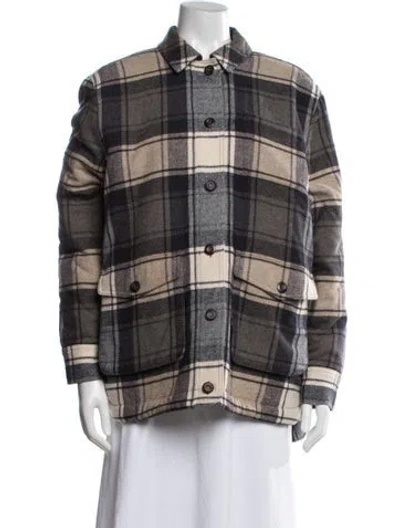 Pre-owned Jenni Kayne Wool Plaid Print Jacket In Neutral