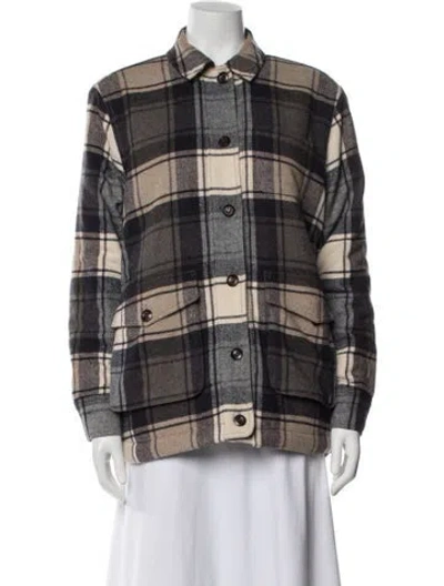 Pre-owned Jenni Kayne Wool Plaid Print Jacket In Neutral