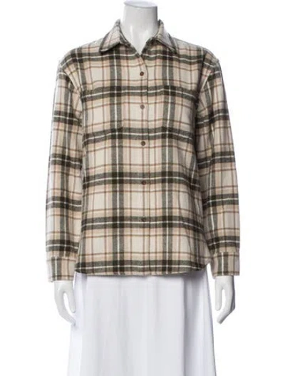 Pre-owned Jenni Kayne Wool Plaid Print Jacket In Neutral