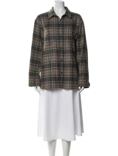 Pre-owned Jenni Kayne Wool Plaid Print Jacket In Neutral