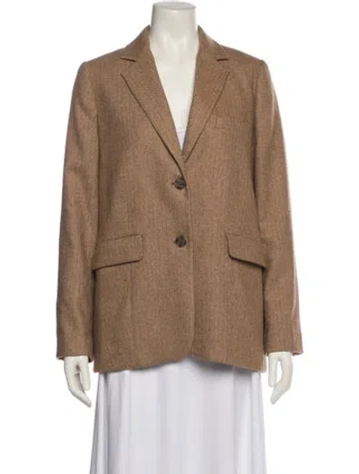 Pre-owned Jenni Kayne Wool Striped Blazer In Brown
