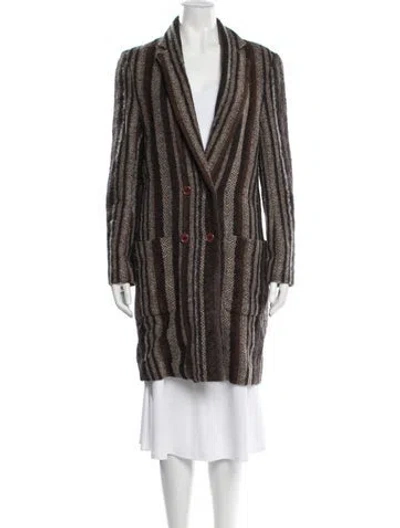 Pre-owned Jenni Kayne Wool Striped Coat In Neutral