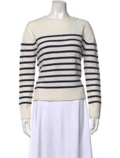 Pre-owned Jenni Kayne Wool Striped Sweater In White