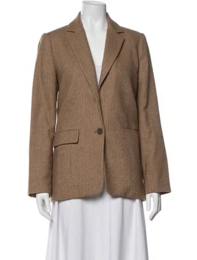 Pre-owned Jenni Kayne Wool Tweed Pattern Blazer In Brown