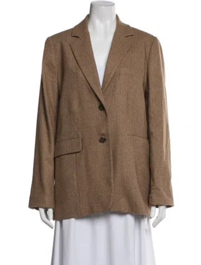 Pre-owned Jenni Kayne Wool Tweed Pattern Blazer In Neutral