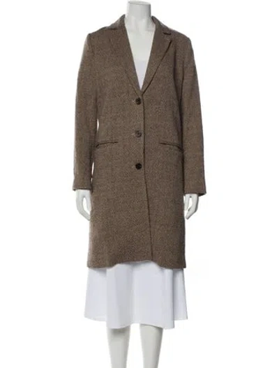 Pre-owned Jenni Kayne Wool Tweed Pattern Coat In Brown