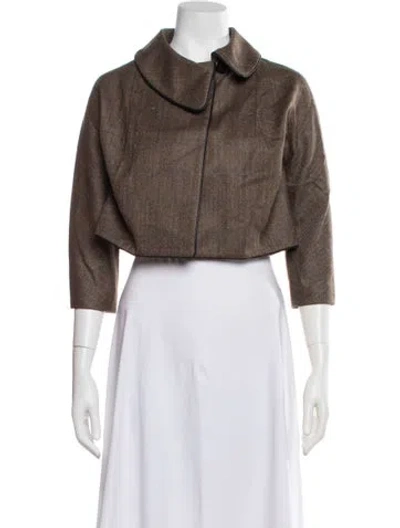 Pre-owned Jenni Kayne Wool Tweed Pattern Jacket W/ Tags In Brown