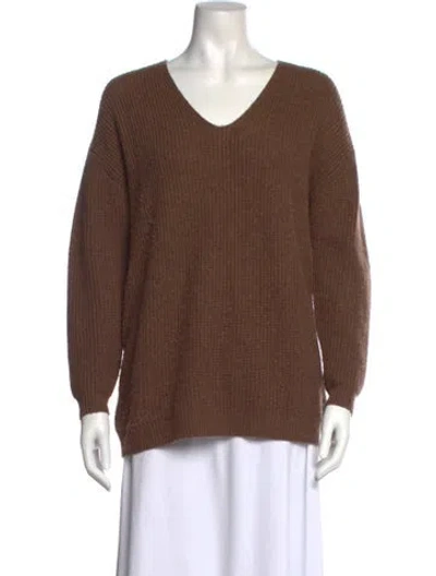 Pre-owned Jenni Kayne Wool V-neck Sweater In Brown