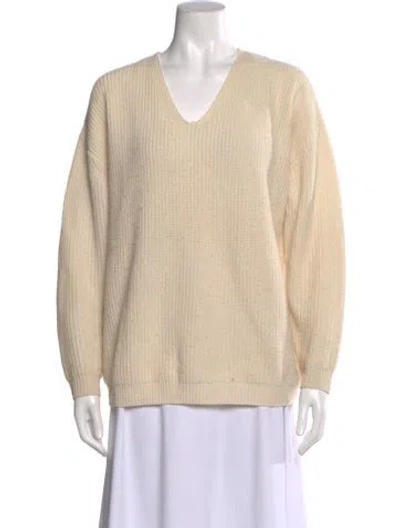 Pre-owned Jenni Kayne Wool V-neck Sweater In Neutral