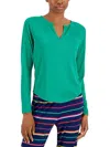 Jenni Womens Ribbed Knit Nightwear Sleep Shirt In Multi