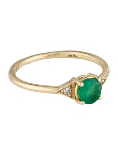 Pre-owned Jennie Kwon Designs 14k Emerald & Diamond Deco Cocktail Ring In Multi