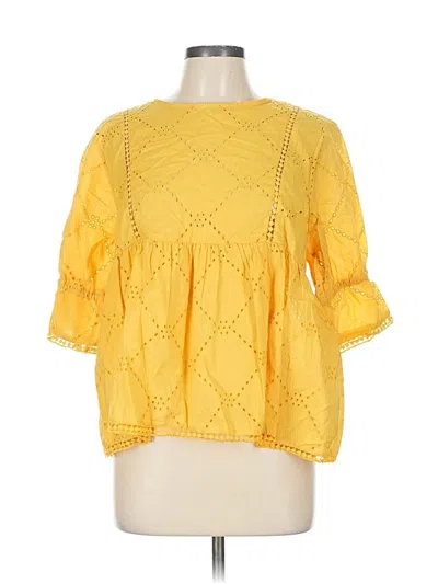 Pre-owned Jennifer & Grace 3/4 Sleeve Blouse In Yellow