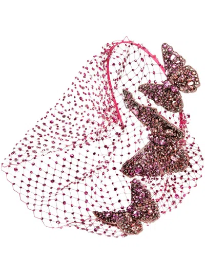 Jennifer Behr Allegra Voilette Headband In Pink