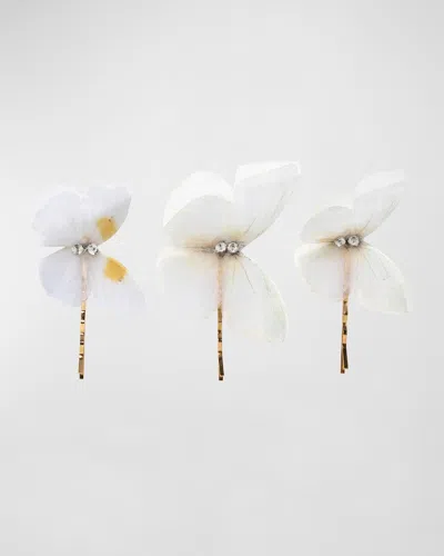Jennifer Behr Allira Butterfly Bobby Pin Set In Cream