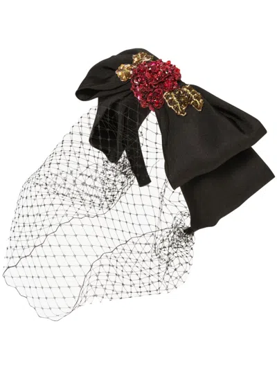 Jennifer Behr Almira Voilette Headband In Black
