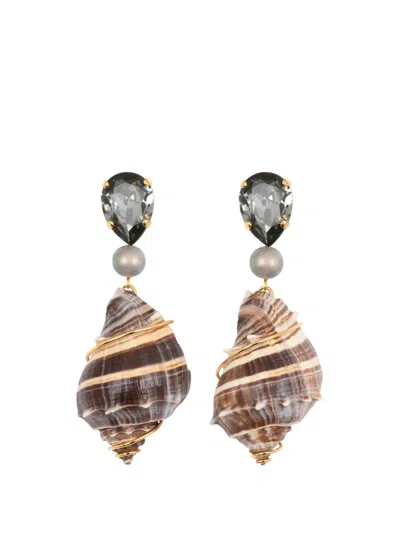 Jennifer Behr Alon Shell Drop Earrings In Gold