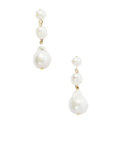 Jennifer Behr Amari Gold-tone Pearl Earrings In White