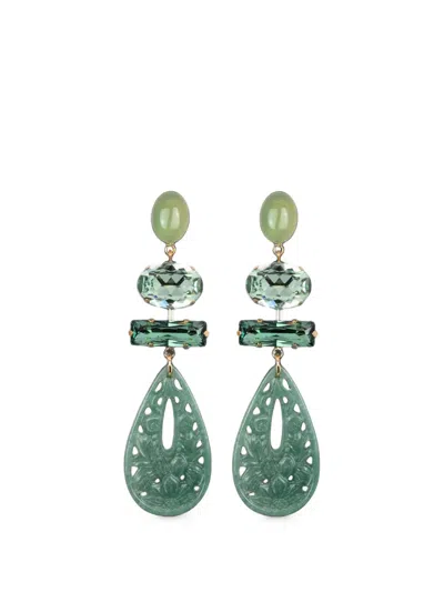 Jennifer Behr Arlene Crystal-embellished Earrings In Green