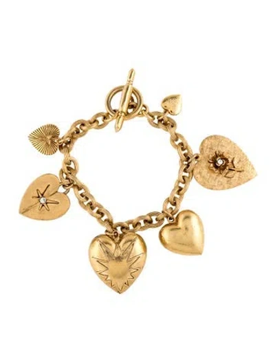 Pre-owned Jennifer Behr Avila Heart Crystal Charm Bracelet, 7" In Multicolor