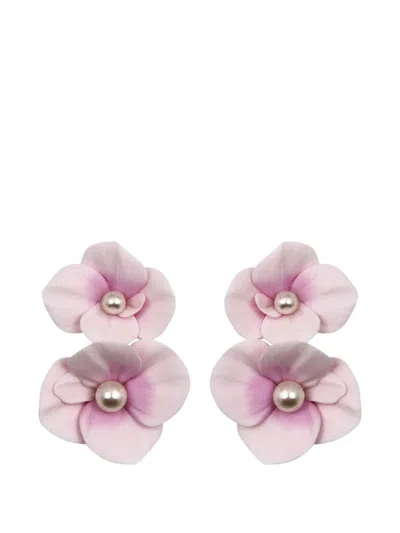Jennifer Behr Aylani Floral-motif Earrings In Pink