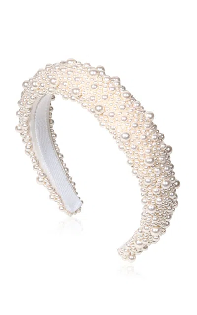 Jennifer Behr Bailey Pearl Headband In White