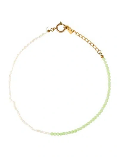 Pre-owned Jennifer Behr Bead & Pearl Bead Strand Necklace, 17.5" In Green