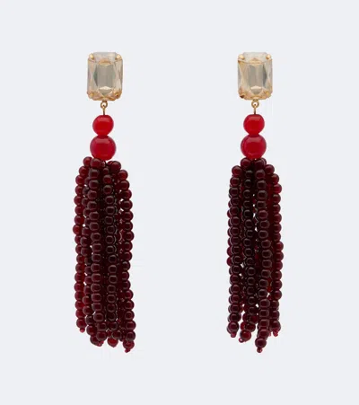 Jennifer Behr Beaded Drop Earrings In Red