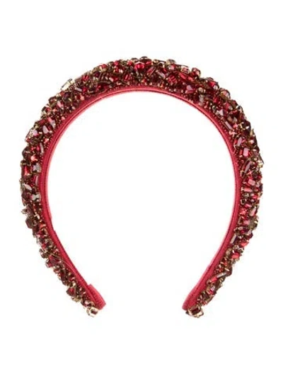 Pre-owned Jennifer Behr Beaded Embellished Headband In Red