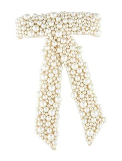 Pre-owned Jennifer Behr Beaded Hair Clip In White