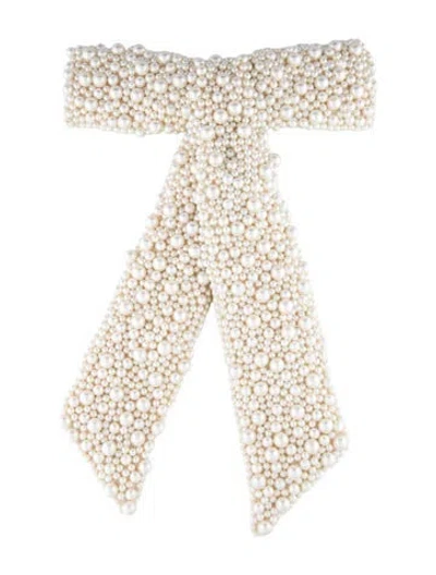 Pre-owned Jennifer Behr Beaded Hair Tie In White