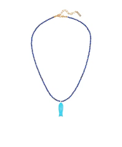 Jennifer Behr Elva Bead-embellished Pendant Necklace In Blue